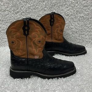 Justin boots short square toe cowgirl leather boots